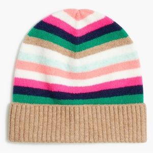 J. CREW FACTORY Striped Beanie Hat - Wool Acrylic Blend - Women’s One Size - New